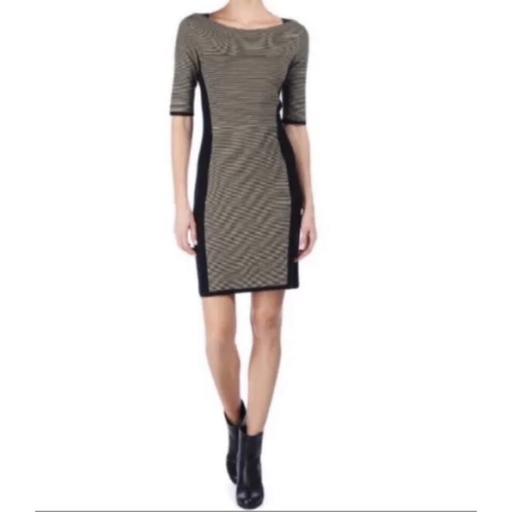 Rag & Bone Women's Knit Ella Striped Dress Beige Black Sz M.